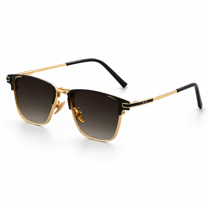 Felix | Classic Gold and Black Rectangle Sunglasses