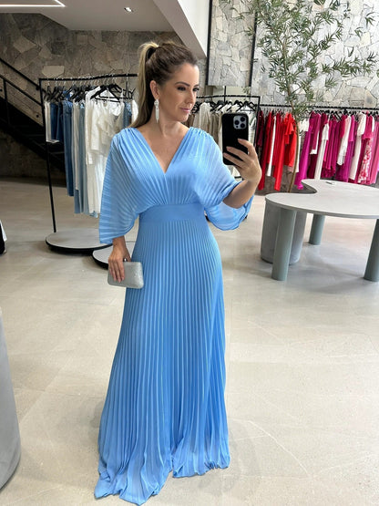 Verity | Pleated Maxi Wedding Guest Evening Dress