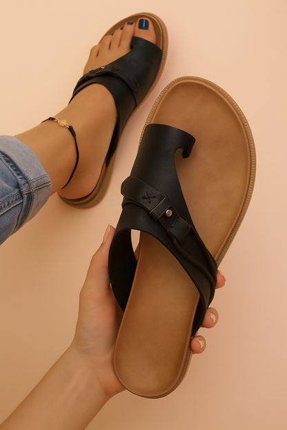 Julia | Strappy Flat Sandals with Adjustable Ankle Strap