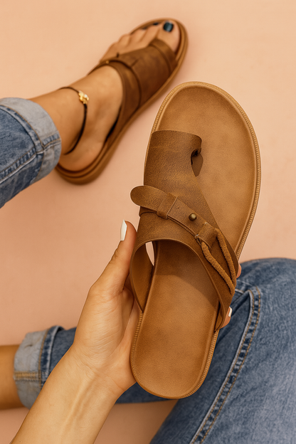 Julia | Strappy Flat Sandals with Adjustable Ankle Strap
