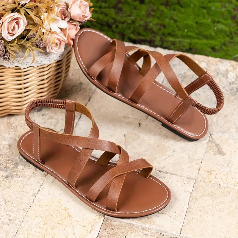 Luna | Criss-Cross Strappy Flat Sandals