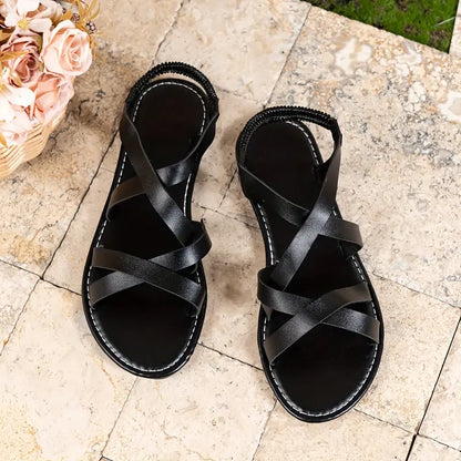 Luna | Criss-Cross Strappy Flat Sandals