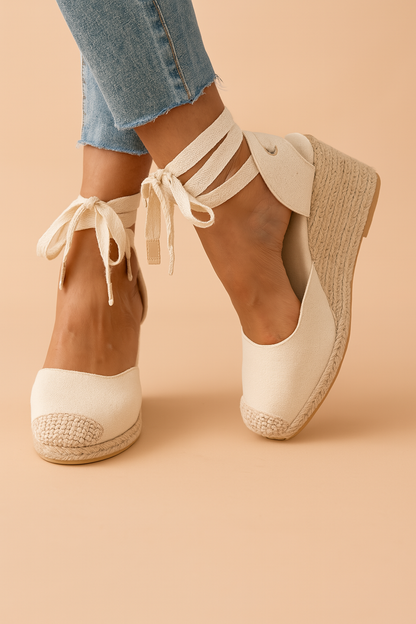 Maja | Espadrille Wedge Sandals with Ankle Ties