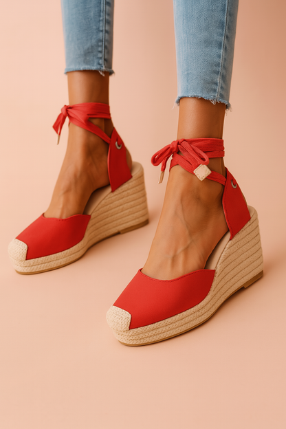 Maja | Espadrille Wedge Sandals with Ankle Ties