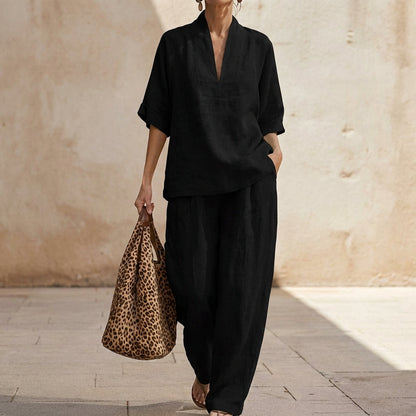 Orla | Henley Top and Wide Leg Pants Co-Ord Set