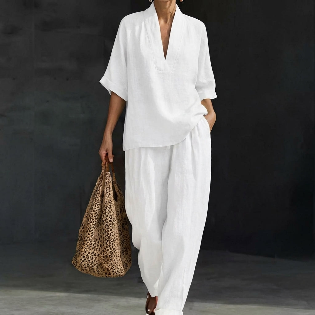 Orla | Henley Top and Wide Leg Pants Co-Ord Set