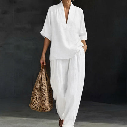 Orla | Henley Top and Wide Leg Pants Co-Ord Set