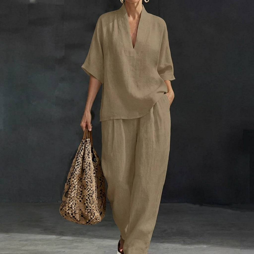 Orla | Henley Top and Wide Leg Pants Co-Ord Set