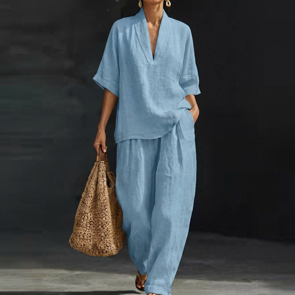 Orla | Henley Top and Wide Leg Pants Co-Ord Set