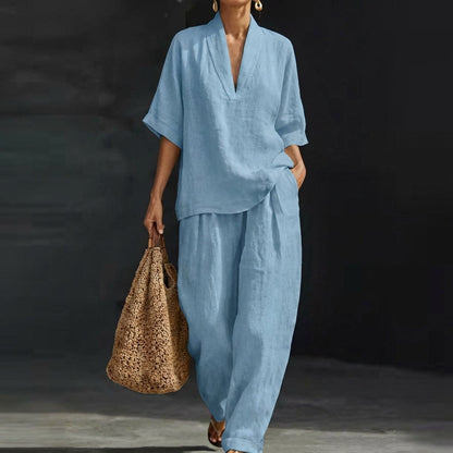 Orla | Henley Top and Wide Leg Pants Co-Ord Set