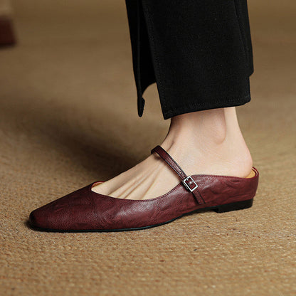 Sophie | Pointed Toe Slingback Flats with Buckle Strap
