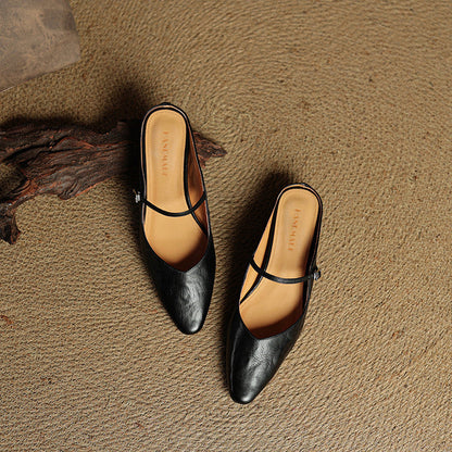 Sophie | Pointed Toe Slingback Flats with Buckle Strap