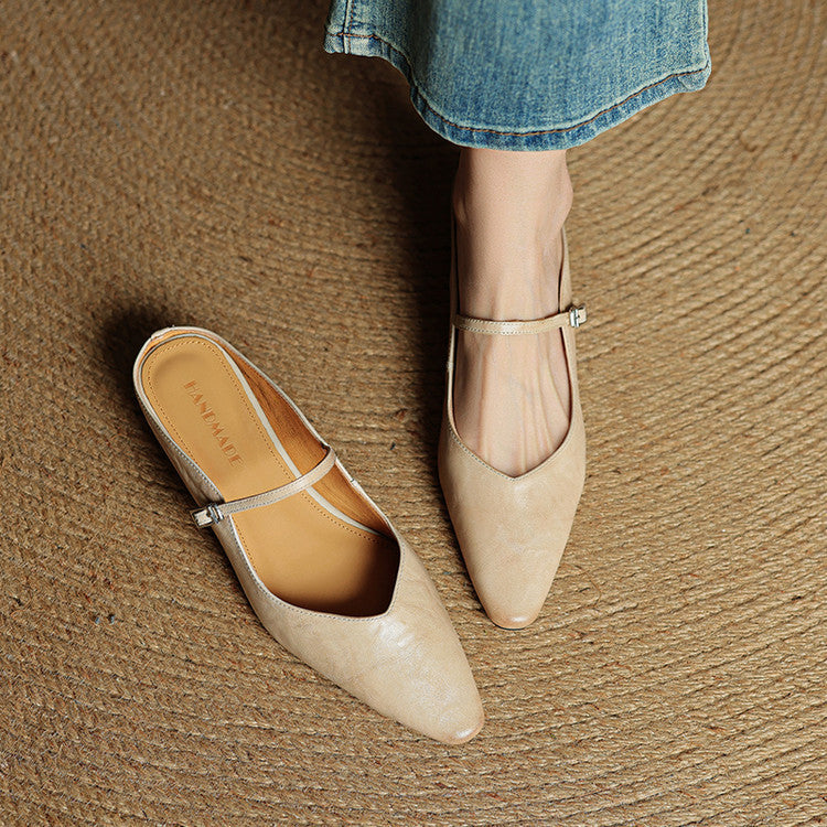 Sophie | Pointed Toe Slingback Flats with Buckle Strap