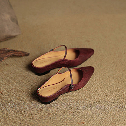 Sophie | Pointed Toe Slingback Flats with Buckle Strap