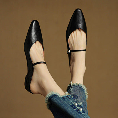 Sophie | Pointed Toe Slingback Flats with Buckle Strap