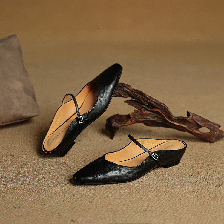 Sophie | Pointed Toe Slingback Flats with Buckle Strap