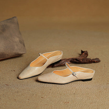 Sophie | Pointed Toe Slingback Flats with Buckle Strap