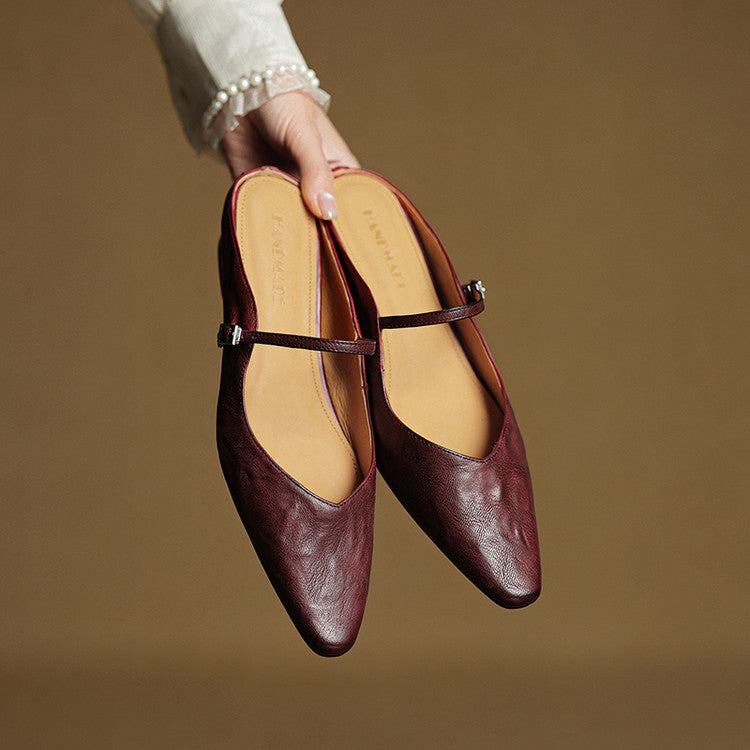 Sophie | Pointed Toe Slingback Flats with Buckle Strap