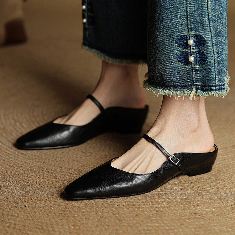 Sophie | Pointed Toe Slingback Flats with Buckle Strap