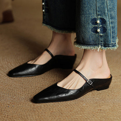 Sophie | Pointed Toe Slingback Flats with Buckle Strap