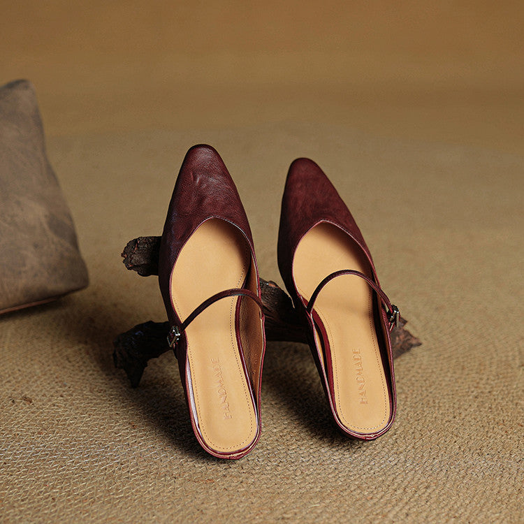 Sophie | Pointed Toe Slingback Flats with Buckle Strap