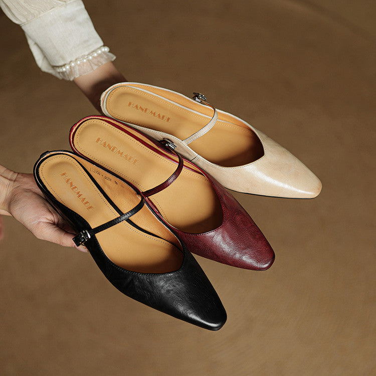 Sophie | Pointed Toe Slingback Flats with Buckle Strap