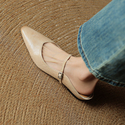 Sophie | Pointed Toe Slingback Flats with Buckle Strap