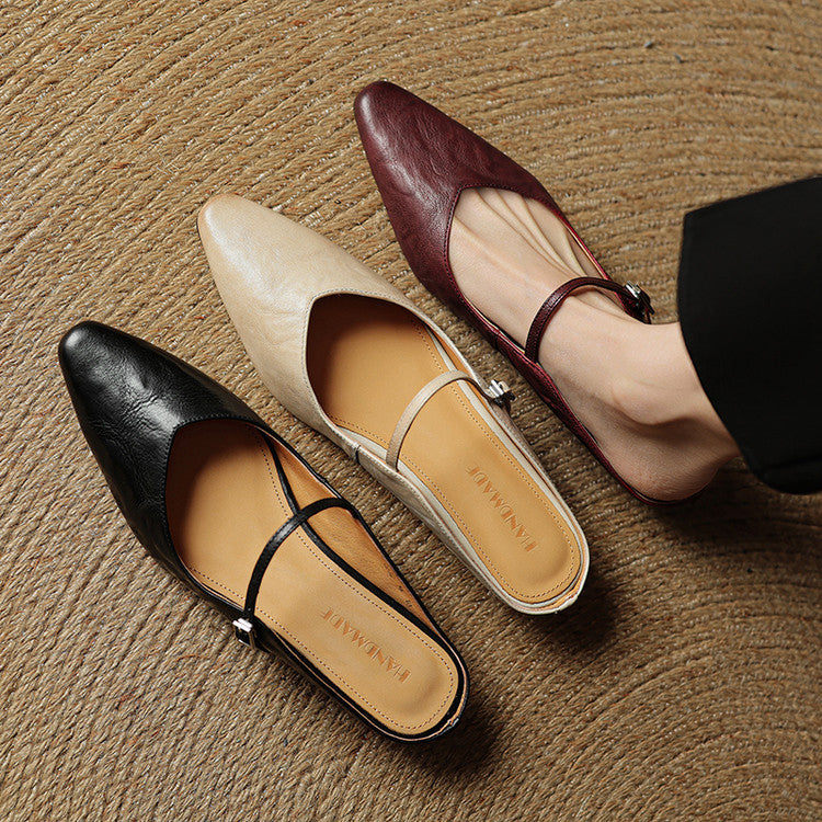 Sophie | Pointed Toe Slingback Flats with Buckle Strap