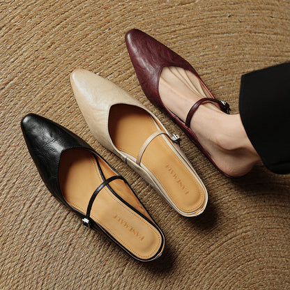 Sophie | Pointed Toe Slingback Flats with Buckle Strap