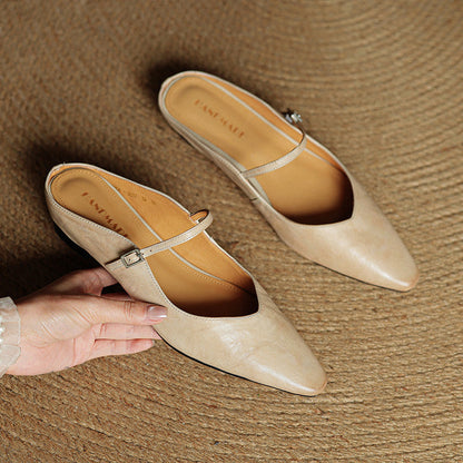 Sophie | Pointed Toe Slingback Flats with Buckle Strap