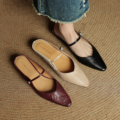 Sophie | Pointed Toe Slingback Flats with Buckle Strap