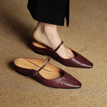 Sophie | Pointed Toe Slingback Flats with Buckle Strap