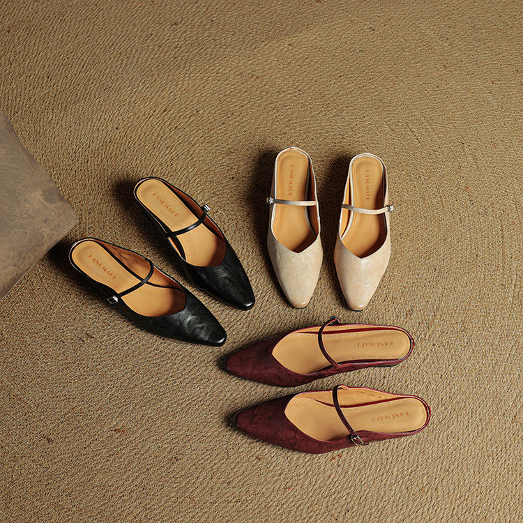 Sophie | Pointed Toe Slingback Flats with Buckle Strap