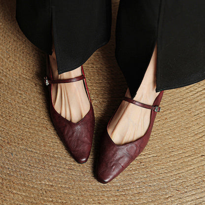 Sophie | Pointed Toe Slingback Flats with Buckle Strap