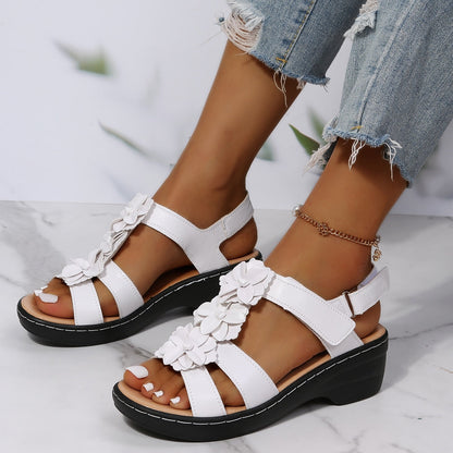 Amelia | Floral Wedge Sandals with Ankle Strap
