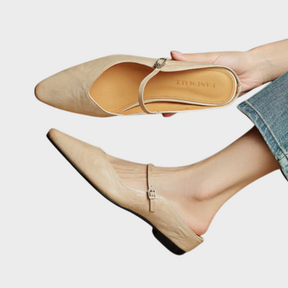 Sophie | Pointed Toe Slingback Flats with Buckle Strap