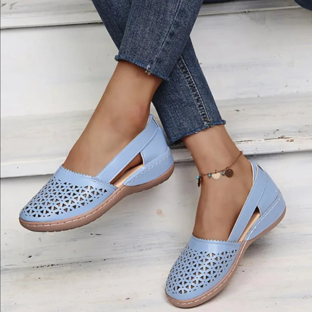 Sophie | Breathable Perforated Slip-On Flat Shoes