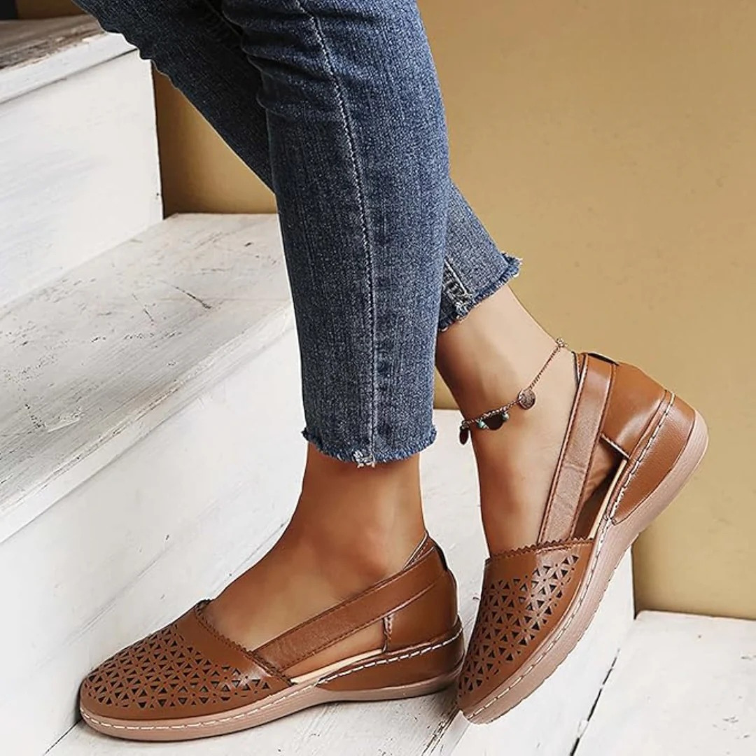 Sophie | Breathable Perforated Slip-On Flat Shoes