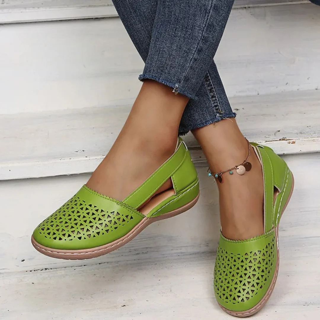 Sophie | Breathable Perforated Slip-On Flat Shoes