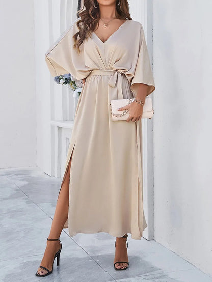 Cressida | V-Neck Flowing Maxi Evening Dress