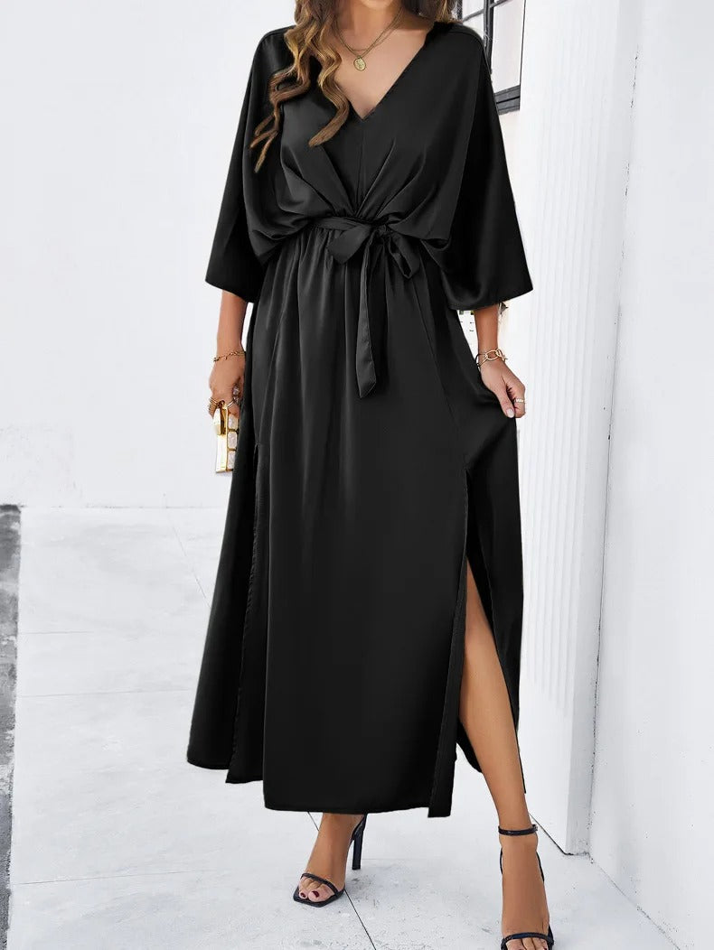 Cressida | V-Neck Flowing Maxi Evening Dress