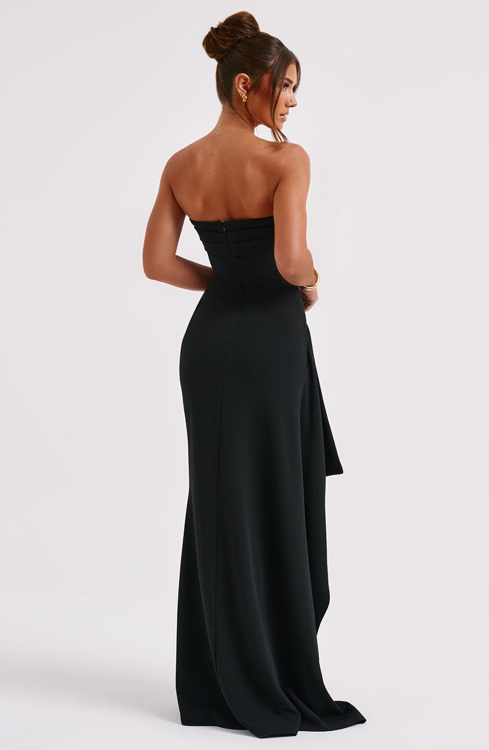 Ruby | Black Strapless Evening Gown with Slit
