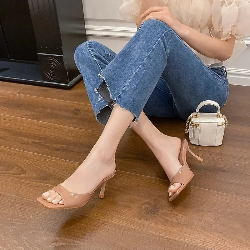 Clara | Square Toe Slip-On Mule Heels