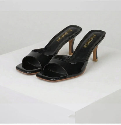 Clara | Square Toe Slip-On Mule Heels