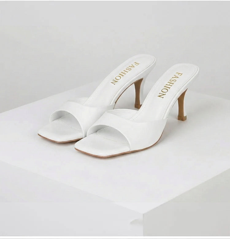 Clara | Square Toe Slip-On Mule Heels
