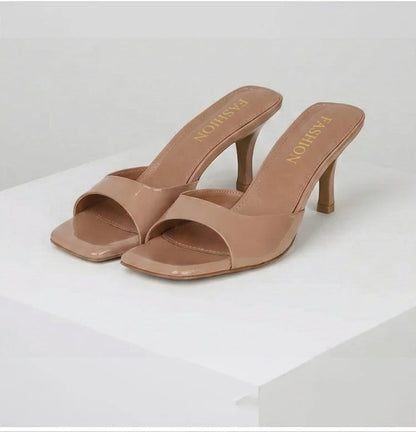 Clara | Square Toe Slip-On Mule Heels