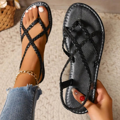 Hallie | Woven Braided Strap Summer Sandals