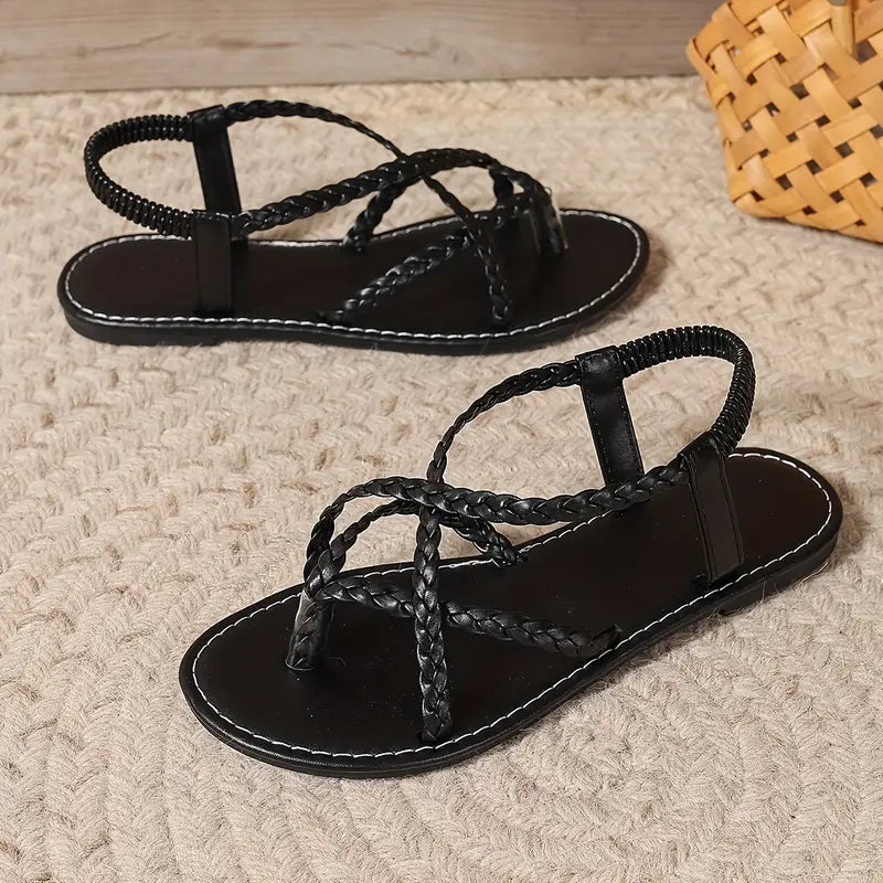 Hallie | Woven Braided Strap Summer Sandals