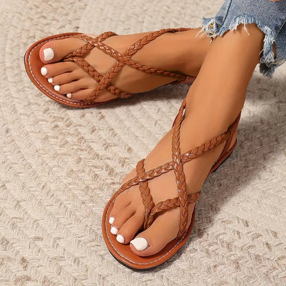 Hallie | Woven Braided Strap Summer Sandals