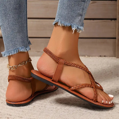 Hallie | Woven Braided Strap Summer Sandals